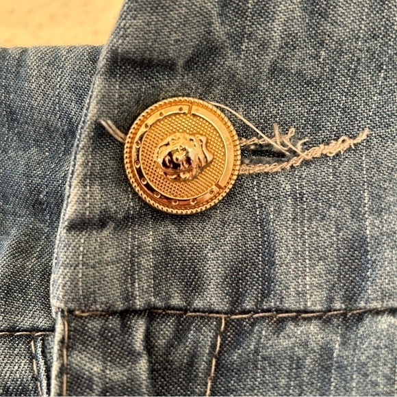 Coeur De Vague Blue Chambray Side Stripe Wide Leg Pants Women Medium - Picture 3 of 8